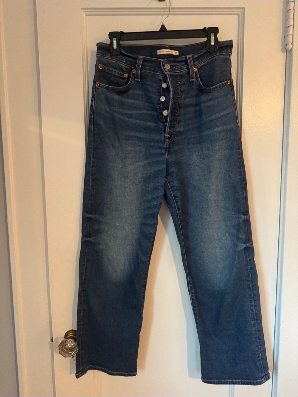 Levi's Women's Dark Blue Straight Leg Jeans with Button Fly